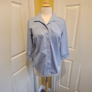 CHICO'S BLUE BUTTON DOWN NON IRON SHIRT,  SIZE S/4